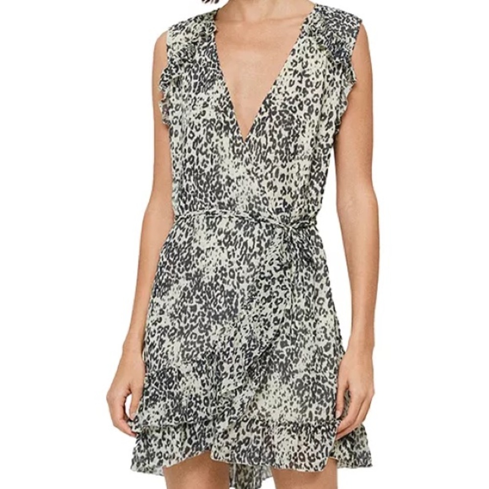 All Saints Priya Patch Leopard Print Wrap Dress